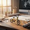 Mini 1/18 Diecast Bike Action Figure Toy,Mini Finger Mountain Bike Bicycle Art Crafts Desktop Decor Finger Bikes (Yellow) view 2