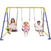 3-in-1 Swing Set for Backyard for Kids, with 1 Saucer Swing, 2 Belt Swing, 600lbs Metal Swing Set for Toddler, Heavy-Duty Swing Stand w/8 Ground Stakes, Outdoor Swingset for Kids Adults (Blue) view 1