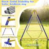 3-in-1 Swing Set for Backyard for Kids, with 1 Saucer Swing, 2 Belt Swing, 600lbs Metal Swing Set for Toddler, Heavy-Duty Swing Stand w/8 Ground Stakes, Outdoor Swingset for Kids Adults (Blue) view 4