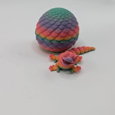 3D Printed Baby Dragon Egg  Articulated Hatchable Dragon Toy, Rainbow Color Egg & Dragon Set, 3.25 Egg + 3.5 Dragon, Gift for Kids & Collectors (1, Rainbow)