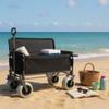 Versatile Folding Wagon with Bench Seat Heavy-Duty Steel Frame, All-Terrain Wheels, Spacious Cargo Area for Outdoor Activities (Black + Steel) view 2
