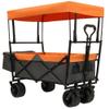 Heavy-Duty Collapsible Wagon with Removable Canopy and All-Terrain Wheels for Camping, Shopping, Gardening, and Outdoor Transport (Orange + Steel) view 1