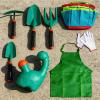 Kids Garden Tools, Portable, 9-Piece Set, Soil Loosening Planting Sand Shovel, Children Gardening Kit, Hands-On Discovery, for Yard and Nursery Children Boys Girls view 2