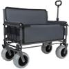 Versatile Folding Wagon with Bench Seat Heavy-Duty Steel Frame, All-Terrain Wheels, Spacious Cargo Area for Outdoor Activities (Gray + Steel) view 4