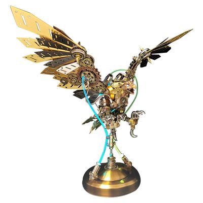 3D Metal Puzzle for Adult, Steampunk Style Eagle Model with LED Lighting, Creative Assembly, Trendy Display for Desk Display, Home & Office Decor, Gift for Adults and Teens, 650PCS