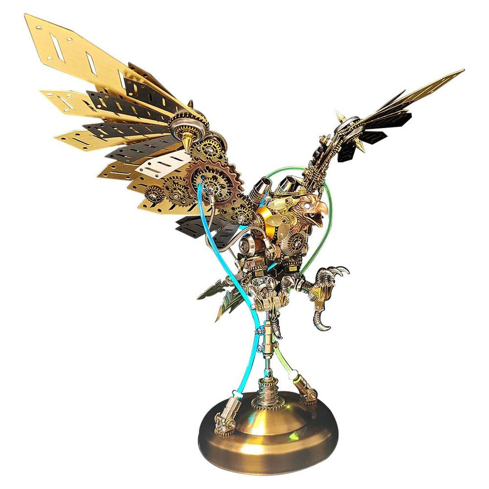 3D Metal Puzzle for Adult, Steampunk Style Eagle Model with LED Lighting, Creative Assembly, Trendy Display for Desk Display, Home & Office Decor, Gift for Adults and Teens, 650PCS