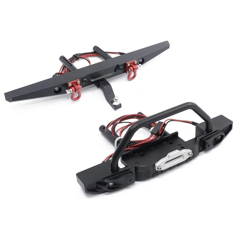 Rc Bumper Models For Traxxas For Trx4 For Axial For Scx10 1/10 Metal Front Rear Bumper With Light RC Crawler Car Upgrade Part Accessories(1 set)