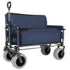 Versatile Folding Wagon with Bench Seat Heavy-Duty Steel Frame, All-Terrain Wheels, Spacious Cargo Area for Outdoor Activities (Dark Blue + Steel) view 1