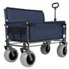 Versatile Folding Wagon with Bench Seat Heavy-Duty Steel Frame, All-Terrain Wheels, Spacious Cargo Area for Outdoor Activities (Dark Blue + Steel) view 4