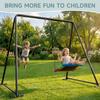 2-in-1 Swing Set for Backyard for Kids, with 1 Platform Swing, 1 Belt Swing, 440lbs Metal Swing Set for Toddler, Heavy-Duty Swing Stand w/8 Ground Stakes, Outdoor Swingset for Kids Adults (Black) view 2