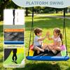2-in-1 Swing Set for Backyard for Kids, with 1 Platform Swing, 1 Belt Swing, 440lbs Metal Swing Set for Toddler, Heavy-Duty Swing Stand w/8 Ground Stakes, Outdoor Swingset for Kids Adults (Black) view 3