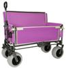 Versatile Folding Wagon with Bench Seat Heavy-Duty Steel Frame, All-Terrain Wheels, Spacious Cargo Area for Outdoor Activities (Purple + Steel) view 1