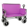 Versatile Folding Wagon with Bench Seat Heavy-Duty Steel Frame, All-Terrain Wheels, Spacious Cargo Area for Outdoor Activities (Purple + Steel) view 2