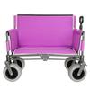 Versatile Folding Wagon with Bench Seat Heavy-Duty Steel Frame, All-Terrain Wheels, Spacious Cargo Area for Outdoor Activities (Purple + Steel) view 3