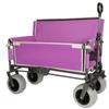 Versatile Folding Wagon with Bench Seat Heavy-Duty Steel Frame, All-Terrain Wheels, Spacious Cargo Area for Outdoor Activities (Purple + Steel) view 4