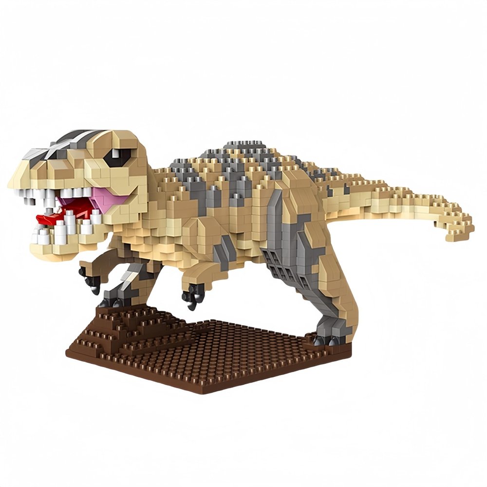 alltogetho T-Rex Micro Mini Building Blocks Set - Pouncing Jurassic Dinosaur Model, STEM Educational Toy for Kids Ages 8+, Adult Stress Relief Hobby, Home Decor Accent & Dino Gift