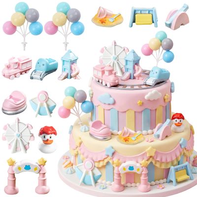 13PCS Amusement park cake decoration Amusement park cake topper for baby shower supplies