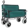 Versatile Folding Wagon with Bench Seat  Heavy-Duty Steel Frame, All-Terrain Wheels, Spacious Cargo Area for Outdoor Activities (Green + Steel) view 1