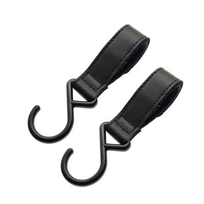 14 Pcs PU Leather Baby Stroller Hook Accessories Plastic Car Carriage Magical Stick Pram Pushchair Hanger Hanging1/2pcs(Black)