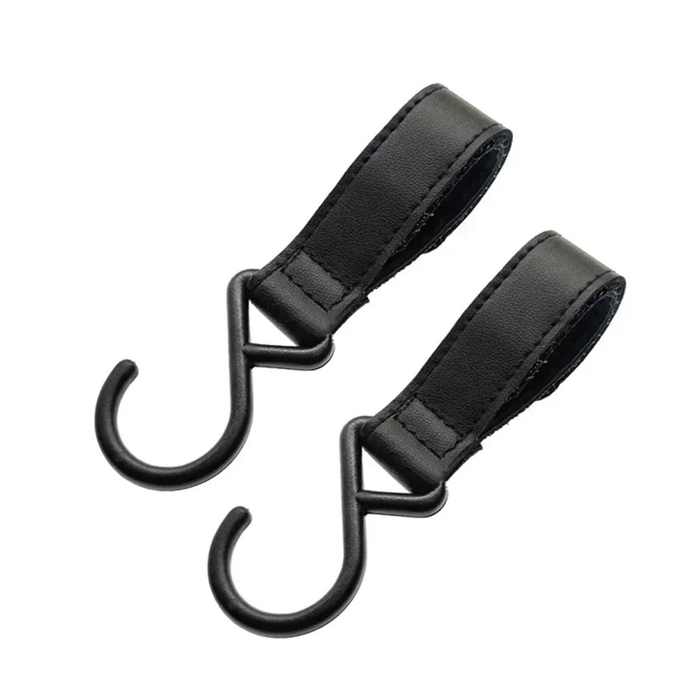 14 Pcs PU Leather Baby Stroller Hook Accessories Plastic Car Carriage Magical Stick Pram Pushchair Hanger Hanging1/2pcs(Black)