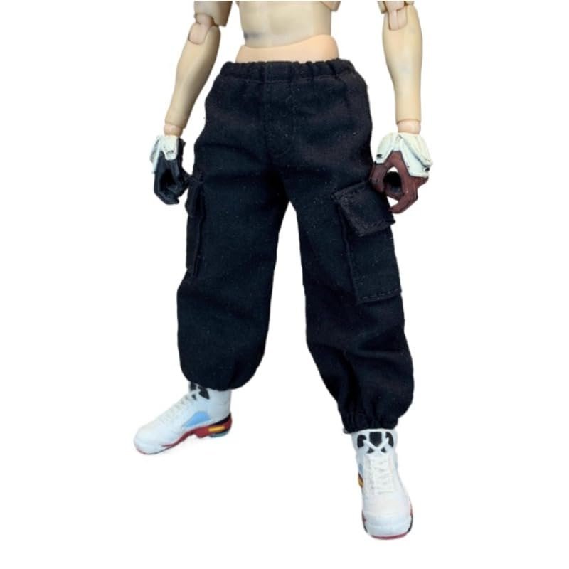 1/12 Male Soldier Clothes Hoodie Pants Model 6'' Thin Action Figures (Black Pants)