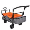 Heavy-Duty Foldable Wagon with All-Terrain Wheels, Adjustable Push-Pull Handle, Removable Canopy, Large Capacity for Camping, Garden, Shopping and Outdoor Use (Orange + Steel) view 3