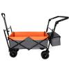 Heavy-Duty Foldable Wagon with All-Terrain Wheels, Adjustable Push-Pull Handle, Removable Canopy, Large Capacity for Camping, Garden, Shopping and Outdoor Use (Orange + Steel) view 4