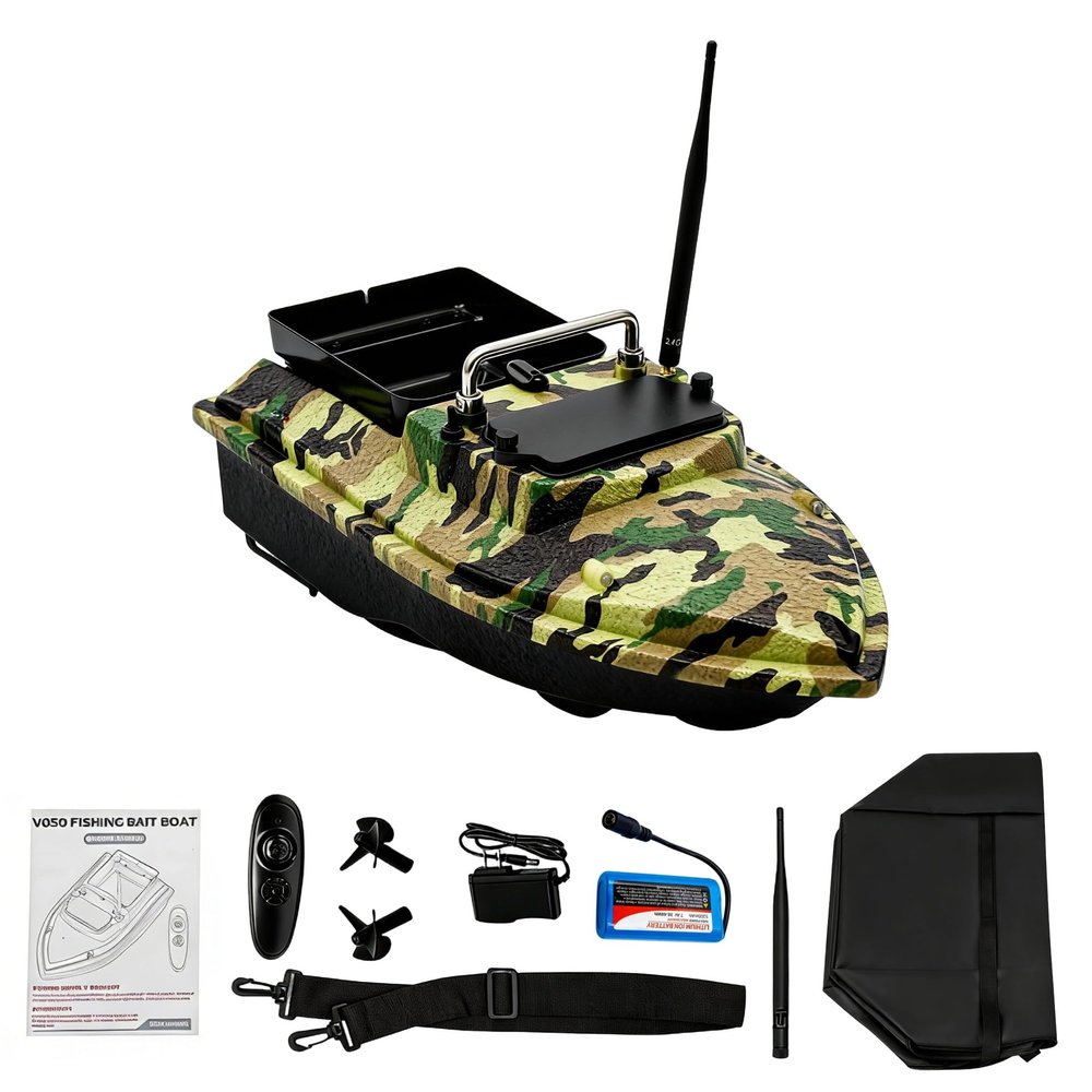 Bait Boat, RC Fishing Bait Boat with 500M Long Range, 3.3LBS Loading Capacity, Dual Motor System Complete Kit with 2 Batteries and Charger ,Long-Range Fishing Bait for Serious Anglers (Camouflage)
