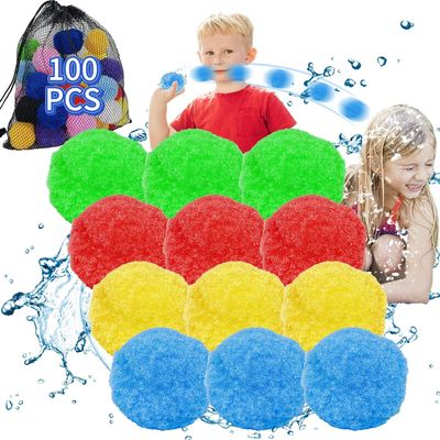 100pcs Reusable Water Balloons Quick Fill Sponge Balls Easter Beach Pool Toys, Outdoor Summer Yard Water Fight Party Games for Summer Fun and Party Favors