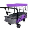 Heavy-Duty Foldable Wagon with All-Terrain Wheels, Adjustable Push-Pull Handle, Removable Canopy, Large Capacity for Camping, Garden, Shopping and Outdoor Use (Purple + Steel) view 3