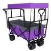 Heavy-Duty Foldable Wagon with All-Terrain Wheels, Adjustable Push-Pull Handle, Removable Canopy, Large Capacity for Camping, Garden, Shopping and Outdoor Use (Purple + Steel) view 4