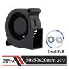 2Pcs 24V 5020 Turbine Blower Fan 50mmx20mm Dual Ball Bearing 3D Printer Cooling DC Brushless Radial Radiator view 2