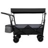 Heavy-Duty Foldable Wagon with All-Terrain Wheels, Push-Pull Handle, Removable Canopy, Large Capacity for Camping, Garden, Shopping & Outdoor Use (Black + Steel) view 1
