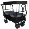 Heavy-Duty Foldable Wagon with All-Terrain Wheels, Push-Pull Handle, Removable Canopy, Large Capacity for Camping, Garden, Shopping & Outdoor Use (Black + Steel) view 3