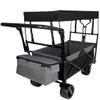 Heavy-Duty Foldable Wagon with All-Terrain Wheels, Push-Pull Handle, Removable Canopy, Large Capacity for Camping, Garden, Shopping & Outdoor Use (Black + Steel) view 4