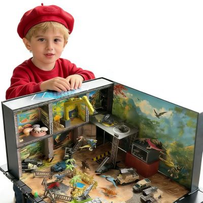 Dinosaur Toys with Activity Play Mat & Storage Cage, 27 PCS Realistic Dinosaur Figures & Trees for Toddlers Kids Ages 3-5, Ideal for Boys and Girls GiftStandard Version