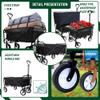 Heavy-Duty Collapsible Wagon Cart with All-Terrain Wheels and Secure Strapping System for Outdoor Transport (Black + Steel) view 3
