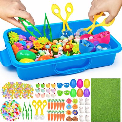 Cinrobiye 283 Pcs Sensory Craft Activity Set with Mini Garden Theme Pieces, Flowers, Ladybugs and Tools for Sorting and Counting Educational Creative Learning Kit Bulk Set