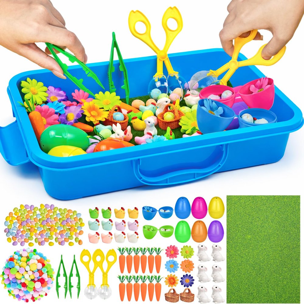 Cinrobiye 283 Pcs Sensory Craft Activity Set with Mini Garden Theme Pieces, Flowers, Ladybugs and Tools for Sorting and Counting Educational Creative Learning Kit Bulk Set