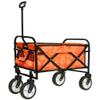 Heavy-Duty Collapsible Wagon Cart with All-Terrain Wheels for Beach, Grocery, Camping, Gardening and Outdoor Utility Use (Orange + Steel) view 1