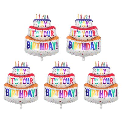 FRCOLOR Multi-layer Cake Aluminum Foil Balloons 5pcs Inflatable Birthday Party Decoration Supplies for Celebration and Birthday Scene Decor