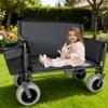 Versatile Folding Wagon with Bench Seat  Heavy-Duty Steel Frame, All-Terrain Balloon Wheels, 500 lb Capacity for Camping, Beach, and Outdoor Use (Gray + Steel) view 2