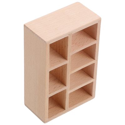 Vaguelly Miniature Cabinet Furniture Model, Wooden Miniature Bookcase for Dollhouse Accessories, 7-Compartment Mini Wood Furniture for Creative Dollhouse Scene