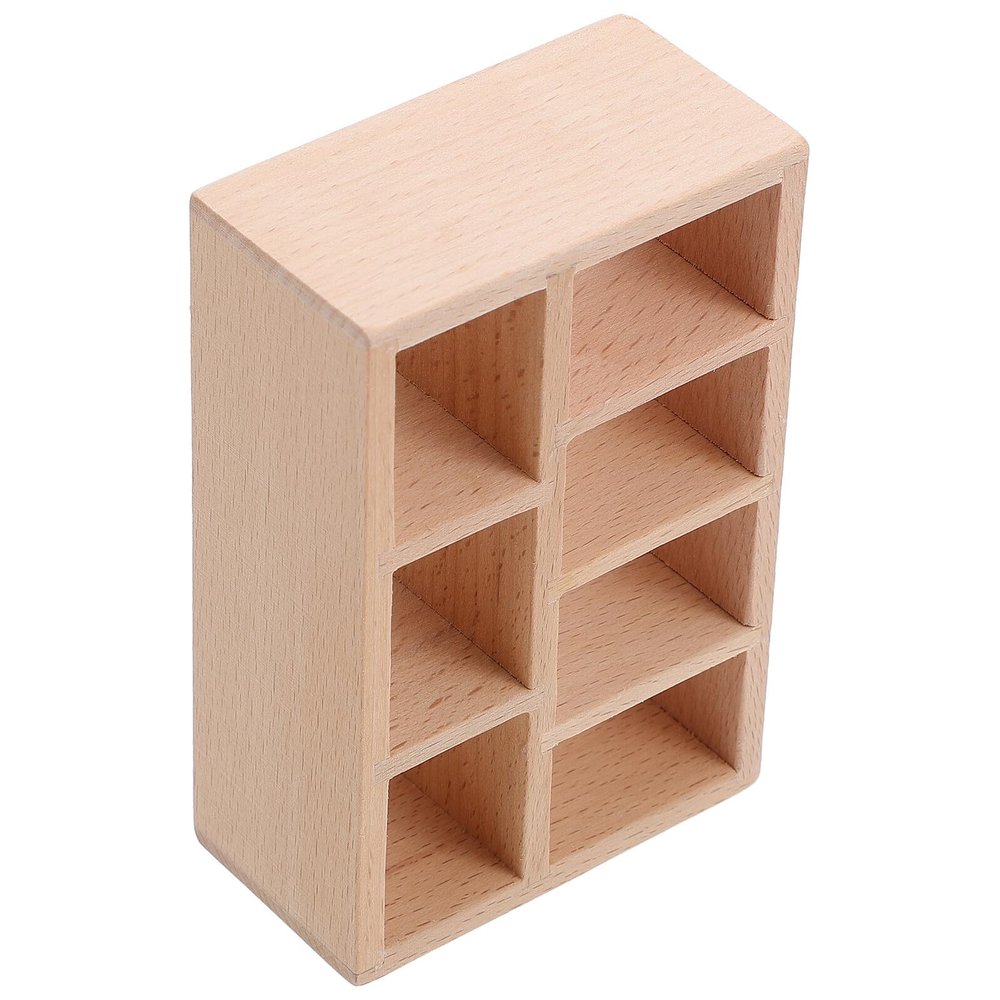 Vaguelly Miniature Cabinet Furniture Model, Wooden Miniature Bookcase for Dollhouse Accessories, 7-Compartment Mini Wood Furniture for Creative Dollhouse Scene
