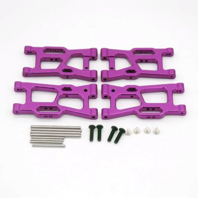 4pcs Metal Front and Rear Lower Suspension Arms, CNC 6061T6 Aluminum Swing Arm Upgrade Kit for Wl 144001 144002 144010 124007 124008 124016 124017 124018 124019 1/12 1/14 RC Car (Purple)