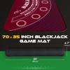 iEsstros 70" x 35" Blackjack Mat Blackjack Table Top Mat 21 Black Jack Mat for Casino Table Rubber Poker Mat with Storage Bag 6 Coasters for Casino Games -Red view 4