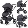 2 in 1 Baby Stroller, High Landscape Infant Stroller Pram Foldable Pushchair with Adjustable Canopy, Storage Basket,5-Point Harness,Mom Bags (Gray Tube Gray) view 1