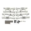 4pcs Metal Front and Rear Lower Suspension Arms, CNC 6061T6 Aluminum Swing Arm Upgrade Kit for Wl 144001 144002 144010 124007 124008 124016 124017 124018 124019 1/12 1/14 RC Car (Silver) view 1