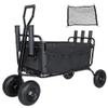 Heavy-Duty All-Terrain Utility Wagon with 9-Inch Pneumatic Tires for Sand, Grass, and Gravel  Foldable Steel Frame Cart for Outdoor Transport (Black + Steel-3) view 1
