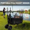 Heavy-Duty All-Terrain Utility Wagon with 9-Inch Pneumatic Tires for Sand, Grass, and Gravel  Foldable Steel Frame Cart for Outdoor Transport (Black + Steel-3) view 2